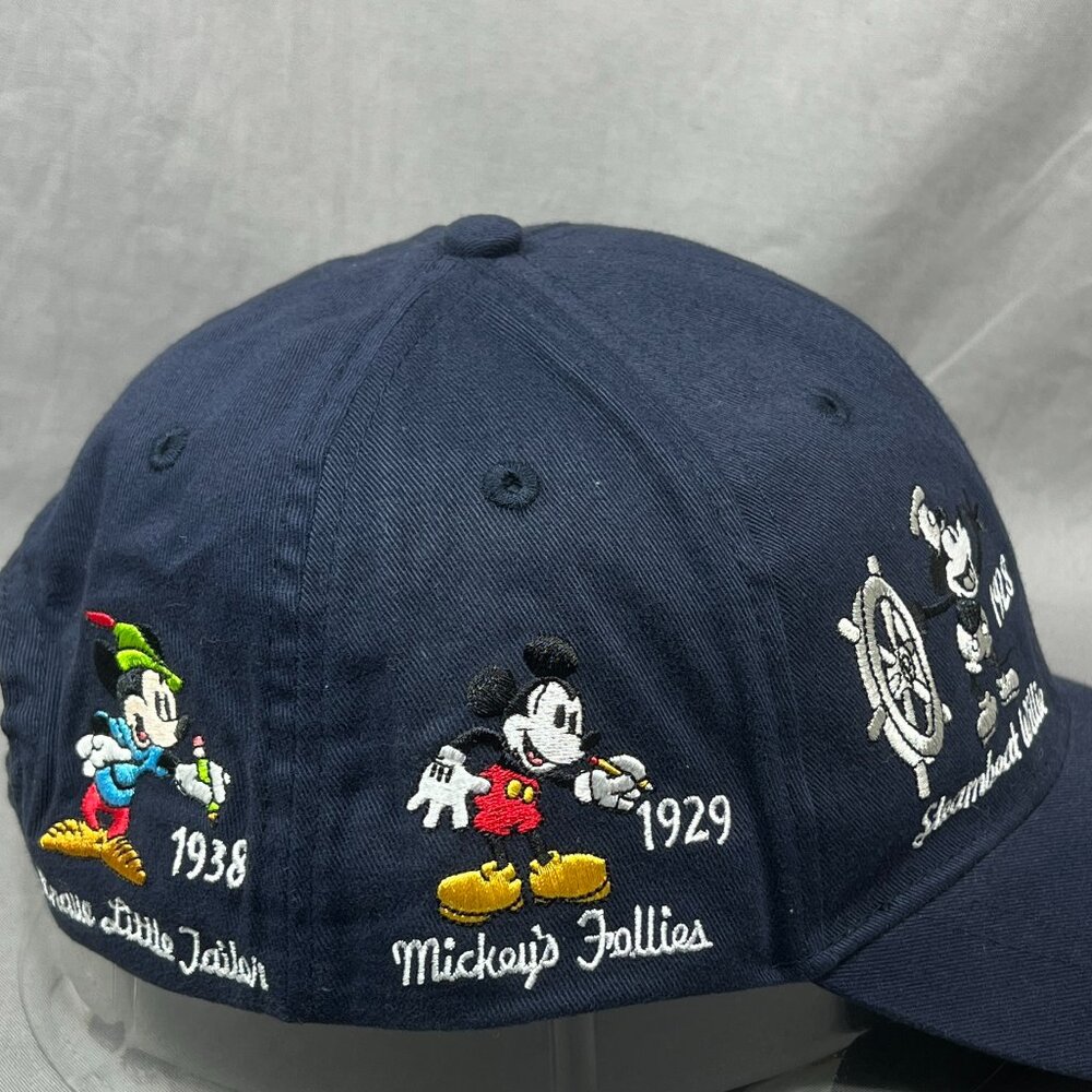 Walt Disney Mickey Mouse Through The years Strapback Hat Navy Adjustable Mens - Picture 9 of 15